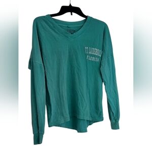 Teal Long Sleeve V-Neck Shirt